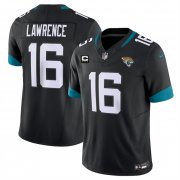 Cheap Men's Jacksonville Jaguars #16 Trevor Lawrence Black With 4-Star C Patch Vapor Untouchable Limited Stitched Jersey