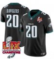 Cheap Men's Philadelphia Eagles #20 Brian Dawkins Black 2025 Eagles Logo Super Bowl LIX Patch New F.U.S.E. Vapor Limited Football Stitched Jersey