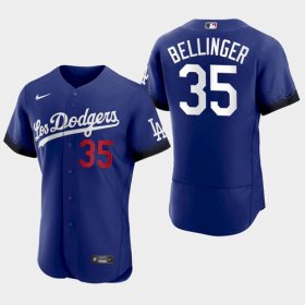 Wholesale Cheap Men\'s Los Angeles Dodgers #35 Cody Bellinger Blue 2021 City Connect Flex Base Stitched Jersey