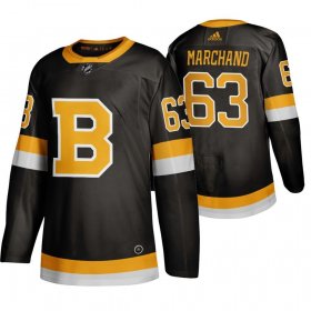 Wholesale Cheap Adidas Boston Bruins #63 Brad Marchand Black 2019-20 Authentic Third Stitched NHL Jersey