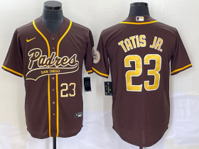 Wholesale Cheap Men\'s San Diego Padres #23 Fernando Tatis Jr Number Brown NEW 2023 Cool Base Stitched Jersey