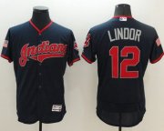 Wholesale Cheap Indians #12 Francisco Lindor Navy Blue Fashion Stars & Stripes Flexbase Authentic Stitched MLB Jersey