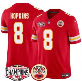 Cheap Men\'s Kansas City Chiefs #8 DeAndre Hopkins Red F.U.S.E. 2024 AFC West Division Champions Vapor Limited Stitched Football Jersey