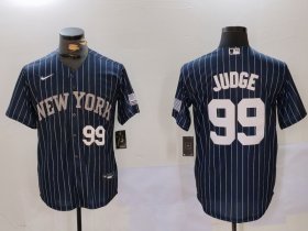 Men\'s New York Yankees #99 Aaron Judge Navy Pinstripe Fashion Cool Base Jerseys