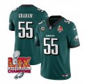 Cheap Men's Philadelphia Eagles #55 Brandon Graham Green 2025 Eagles Logo Super Bowl LIX Patch And 4-Star C Patch New F.U.S.E. Vapor Limited Football Stitched Jersey