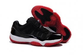 Wholesale Cheap Womens Jordan 11 Bred Low Shoes Black/white-red