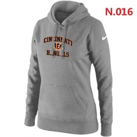 Wholesale Cheap Women\'s Nike Cincinnati Bengals Heart & Soul Pullover Hoodie Grey