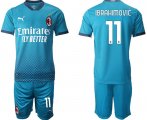 Wholesale Cheap Men 2020-2021 club AC milan away 11 blue Soccer Jerseys