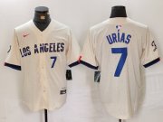 Cheap Men's Los Angeles Dodgers #7 Julio Urias Number Cream 2024 City Connect Limited Stitched Jerseys