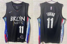 Wholesale Cheap Men\'s Brooklyn Nets #11 Kyrie Irving NEW Black 2021 City Edition Swingman Stitched NBA Jersey