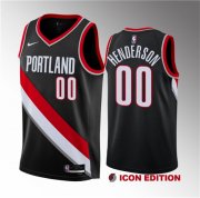 Wholesale Cheap Men's Portland Trail Blazers #00 Scoot Henderson Black 2023 Draft Icon Edition Stitched Basketball Jersey