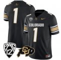 Cheap Men's Colorado Buffaloes #1 Black Football Jersey