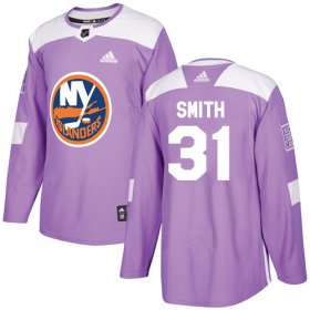 Wholesale Cheap Adidas Islanders #31 Billy Smith Purple Authentic Fights Cancer Stitched NHL Jersey