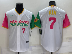 Wholesale Cheap Men\'s San Diego Padres #7 Ha Seong Kim Number White 2022 City Connect Cool Base Stitched Jersey