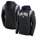 Wholesale Cheap Men's Minnesota Vikings Black Sideline Stack Performance Pullover Hoodie