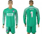 Wholesale Cheap Atletico Madrid #1 Moya Green Goalkeeper Long Sleeves Soccer Club Jersey