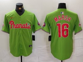 Men\'s Philadelphia Phillies #16 Brandon Marsh Green With Patch Stitched Cool Base Nike Jersey