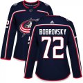 Wholesale Cheap Adidas Blue Jackets #72 Sergei Bobrovsky Navy Blue Home Authentic Women's Stitched NHL Jersey