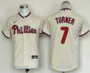 Cheap Youth Philadelphia Phillies #7 Trea Turner Cream Stitched MLB Cool Base Nike Jersey