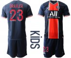 Wholesale Cheap Youth 2020-2021 club Paris St German home 23 blue Soccer Jerseys