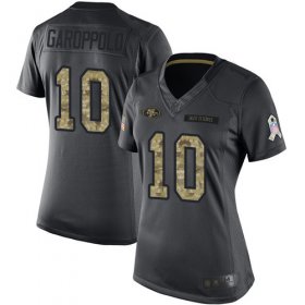 Wholesale Cheap Nike 49ers #10 Jimmy Garoppolo Black Women\'s Stitched NFL Limited 2016 Salute to Service Jersey