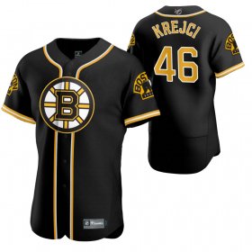 Wholesale Cheap Boston Bruins #46 David Krejci Men\'s 2020 NHL x MLB Crossover Edition Baseball Jersey Black