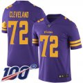 Wholesale Cheap Nike Vikings #72 Ezra Cleveland Purple Men's Stitched NFL Limited Rush 100th Season Jersey