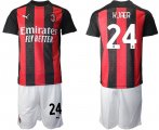 Wholesale Cheap Men 2020-2021 club AC milan home 24 red Soccer Jerseys