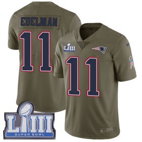 Wholesale Cheap Nike Patriots #11 Julian Edelman Olive Super Bowl LIII Bound Men\'s Stitched NFL Limited 2017 Salute To Service Jersey