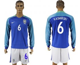 Wholesale Cheap Brazil #6 Kasmirski Away Long Sleeves Soccer Country Jersey