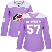 Wholesale Cheap Adidas Hurricanes #57 Trevor Van Riemsdyk Purple Authentic Fights Cancer Women's Stitched NHL Jersey