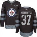 Wholesale Cheap Adidas Jets #37 Connor Hellebuyck Black 1917-2017 100th Anniversary Stitched NHL Jersey