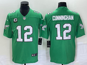 Wholesale Cheap Men\'s Philadelphia Eagles #12 Randall Cunningham Green C Patch 2023 Vapor Limited Throwback Jersey