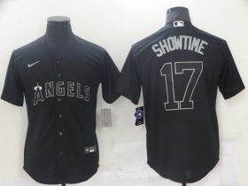 Wholesale Cheap Men Los Angeles Angels 17 Ohtani Black nickname 2021 Nike MLB Jersey