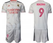 Wholesale Cheap Men 2021-2022 Club Real Madrid home white 9 Adidas Soccer Jersey