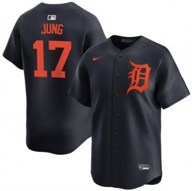 Cheap Men\'s Detroit Tigers #17 Jace Jung Black 2024 Alternate Limited Stitched Baseball Jersey