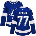 Wholesale Cheap Adidas Lightning #77 Victor Hedman Blue Home Authentic Women's Stitched NHL Jersey