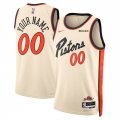 Cheap Men's Detroit Pistons Active Player Custom Cream 2024-25 City Edition Stitched Basketball Jersey