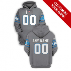 Wholesale Cheap Men\'s Detroit Lions Active Player Grey Custom 2021 Pullover Hoodie