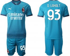 Wholesale Cheap Men 2020-2021 club AC milan away 93 blue Soccer Jerseys