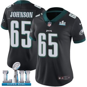 Wholesale Cheap Nike Eagles #65 Lane Johnson Black Alternate Super Bowl LII Women\'s Stitched NFL Vapor Untouchable Limited Jersey