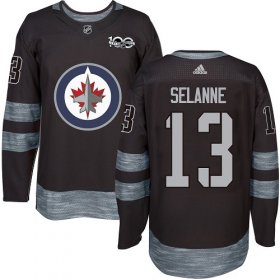 Wholesale Cheap Adidas Jets #13 Teemu Selanne Black 1917-2017 100th Anniversary Stitched NHL Jersey