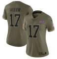 Wholesale Cheap Women's Buffalo Bills #17 Josh Allen 2022 Olive Salute To Service Limited Stitched Jersey(Run Small)