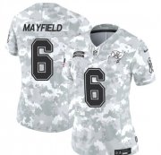 Cheap Women's Tampa Bay Buccaneers #6 Baker Mayfield 2024 F.U.S.E Arctic Camo Salute To Service Limited Stitched Football Jersey(Run Small)