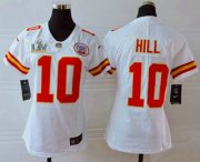 Wholesale Cheap Women's Kansas City Chiefs #10 Tyreek Hill White 2021 Super Bowl LV Vapor Untouchable Stitched Nike Limited NFL Jersey