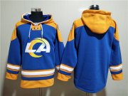 Wholesale Cheap Men's Los Angeles Rams Blank 2022 Royal Super Bowl LVI Champions Pullover Hoodie