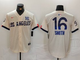 Men\'s Los Angeles Dodgers #16 Will Smith Cream 2024 City Connect Limited Stitched Jersey