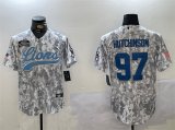 Cheap Men's Detroit Lions #97 Aidan Hutchinson 2024 Arctic Camo Salute To Service Stitched Baseball Jersey