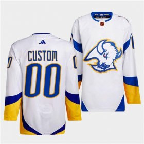 Wholesale Cheap Men\'s Buffalo Sabres Custom White 2022-23 Reverse Retro Stitched Jersey