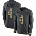 Wholesale Cheap Nike Texans #4 Deshaun Watson Anthracite Salute to Service Youth Stitched NFL Limited Therma Long Sleeve Jersey